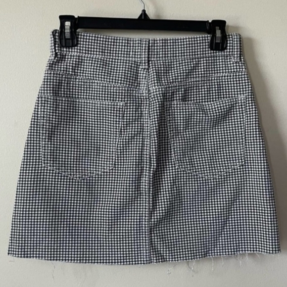 Zara Micro Houndstooth Black White Button Down Front Denim Mini Skirt Women's M - Picture 2 of 9